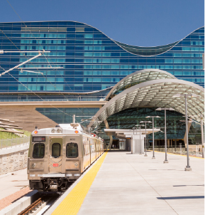 RTD Aline Train pulling into DIA